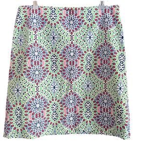 TALBOTS | Pink and green Mandala Print Cotton Skirt | Size 8